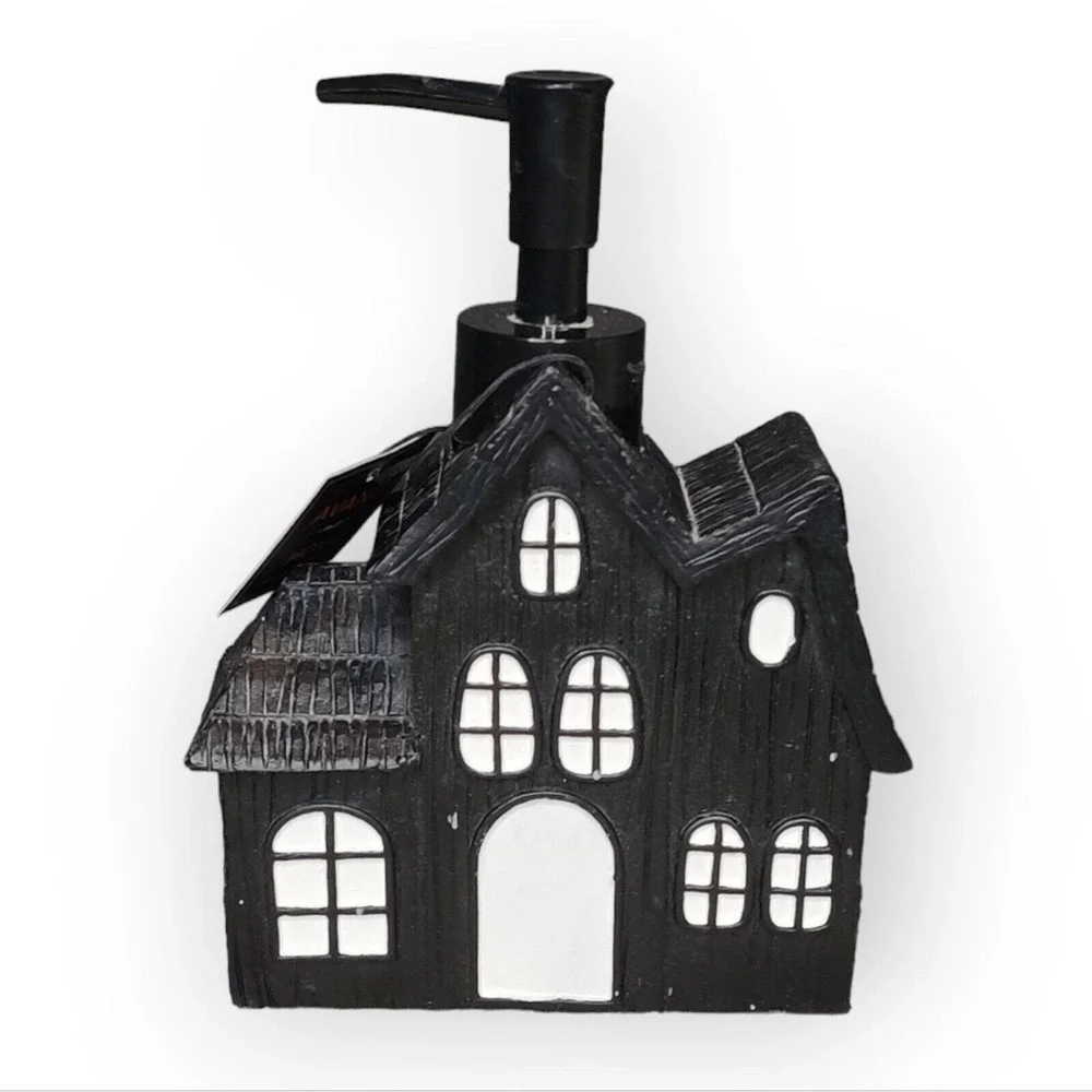 Avanti Black Spooky Haunted House Mansion Halloween‎ Soap Pump Dispenser